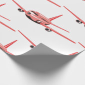 Roze vliegtuig cadeaupapier (Hoek)