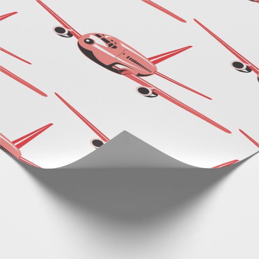 Roze vliegtuig cadeaupapier (Hoek)
