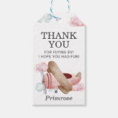 roze vliegtuig piloot partij voor de burgerluchtv cadeaulabel (Voorkant)