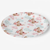  roze vliegtuig Pilot Birthday Party Papieren Bordje (Gekanteld)