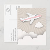 Roze Vliegtuig Verjaardag Party Briefkaart (Voorkant / Achterkant)