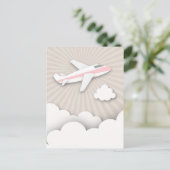 Roze Vliegtuig Verjaardag Party Briefkaart (Staand voorkant)