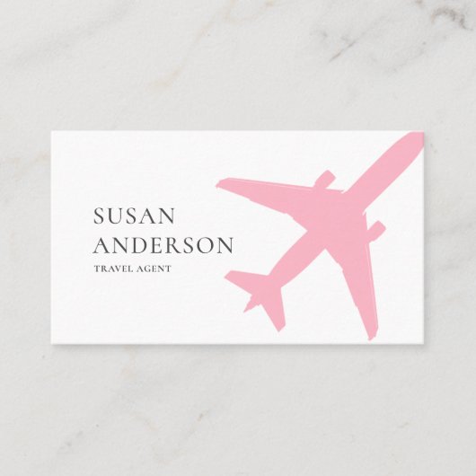 Roze vliegtuig visitekaartje (Voorkant)