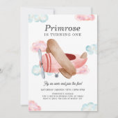  roze vliegtuig vliegdag piloot kaart (Voorkant)