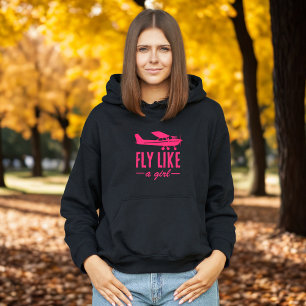 Roze vliegtuig vliegt als een meisje Schattig Leuk Hoodie