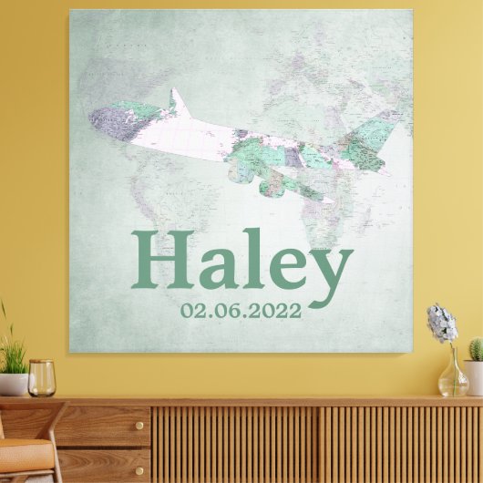  roze vliegtuigdecor op maat canvas afdruk (Insitu (Woonkamer))