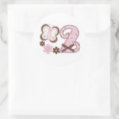 Roze vlinder 2e verjaardag Klassieke ronde Sticker (Tas)