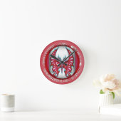 Roze vlinder 8-inch ronde wandklok (Huis)