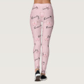 Roze Vlinder Aangepast Naam Patroon Leggings (Achterkant)