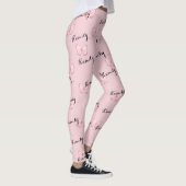 Roze Vlinder Aangepast Naam Patroon Leggings (Rechts)