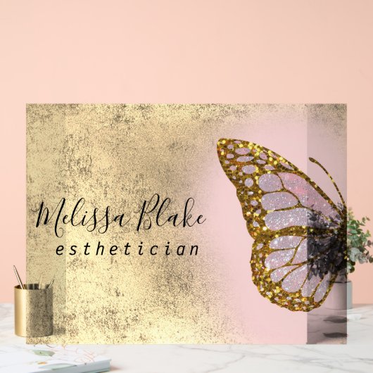 roze vlinder acryl bord (Huwelijk)