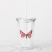 Roze vlinder acryl drinkbeker (Voorkant)