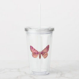 Roze vlinder acryl drinkbeker