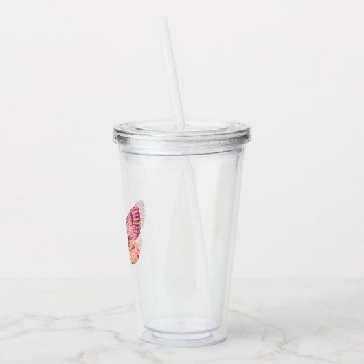 Roze vlinder acryl drinkbeker (Links)