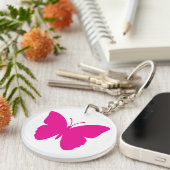 Roze Vlinder Acryl Meisje Sleutelhanger (Voorkant Rechts)
