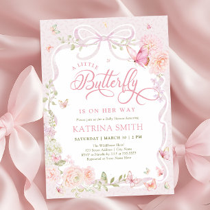 Roze Vlinder Baby Meisje Baby Shower Kaart