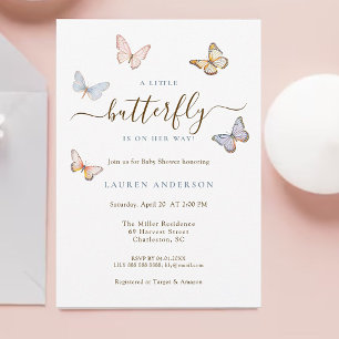 Roze Vlinder Baby Meisje Baby Shower Kaart