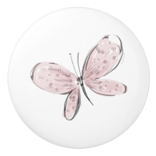 Roze Vlinder Baby Meisje Trek Keramische Knop