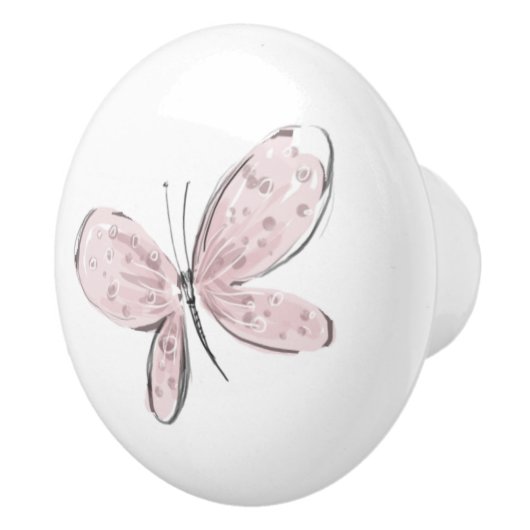 Roze Vlinder Baby Meisje Trek Keramische Knop (Rechts)