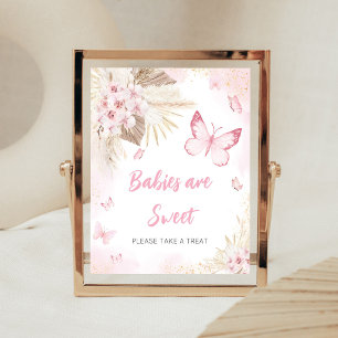 Roze Vlinder Baby Shower Baby's zijn Lief Bord Poster