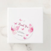 Roze Vlinder Baby Shower Bedankjes Labels (In situ)