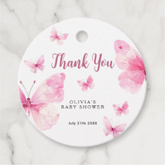 Roze Vlinder Baby Shower Bedankjes Labels