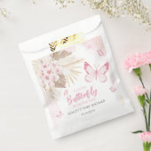 Roze Vlinder Baby Shower Bedankzakje (Gezegeld)