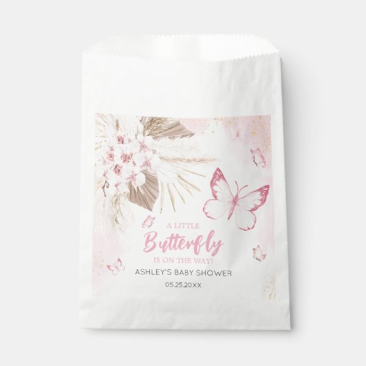 Roze Vlinder Baby Shower Bedankzakje (Voorkant)