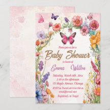 Roze Vlinder Baby shower Bloemen Tuin