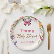 Roze Vlinder Baby shower Bloemen Tuin