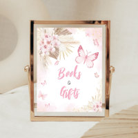 Roze Vlinder Baby Shower Boeken en Cadeaus Bord