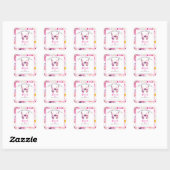 Roze Vlinder Baby shower Bookplate Vierkante Sticker (Vel)