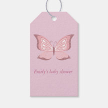Roze vlinder baby shower cadeaukaartjes - geperson