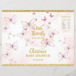 Roze vlinder Baby shower Chip Bag Labels Flyer