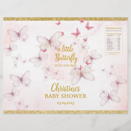 Roze vlinder Baby shower Chip Bag Labels Flyer