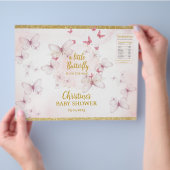 Roze vlinder Baby shower Chip Bag Labels Flyer (Hand)