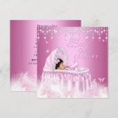  roze vlinder Baby shower Etnische Kaart (Voorkant / Achterkant)