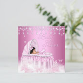  roze vlinder Baby shower Etnische Kaart (Staand voorkant)