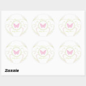Roze Vlinder Baby shower Favor Sticker (Vel)