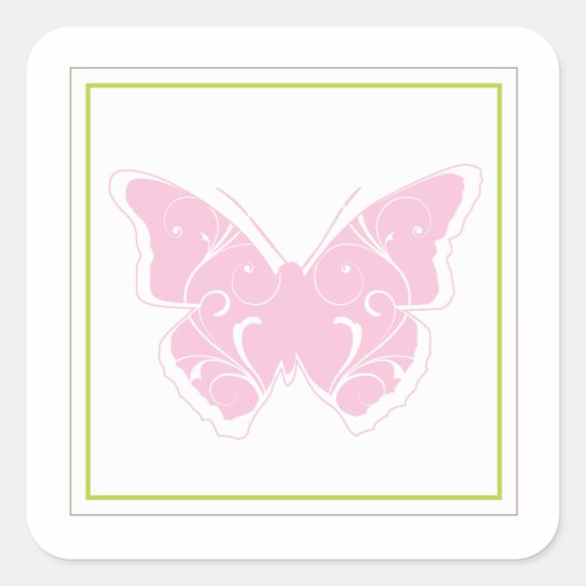 Roze Vlinder Baby shower Favor Sticker (Voorkant)