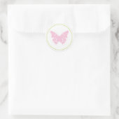 Roze Vlinder Baby shower Favor Sticker (Tas)