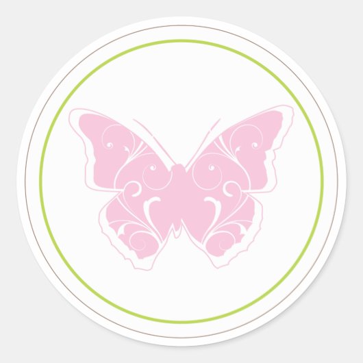 Roze Vlinder Baby shower Favor Sticker (Voorkant)