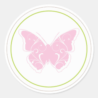 Roze Vlinder Baby shower Favor Sticker