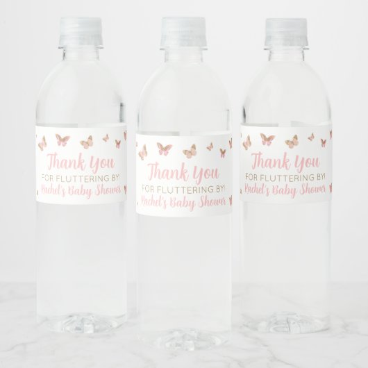 Roze vlinder Baby shower Favor Water Fles Labels Waterfles Etiket (Flessen)