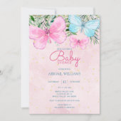 Roze vlinder Baby shower Kaart (Voorkant)