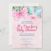 Roze vlinder Baby shower Kaart (Voorkant)