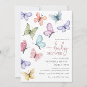 Roze Vlinder Baby Shower Kaart (Voorkant)