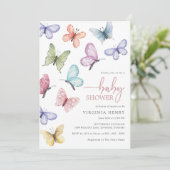 Roze Vlinder Baby Shower Kaart (Staand voorkant)