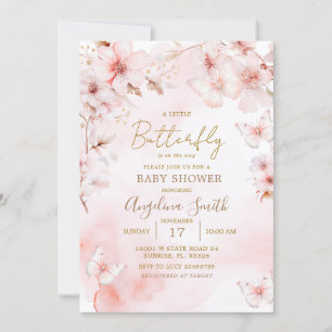 Roze Vlinder Baby shower Kersenbloesems Kaart