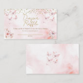 Roze Vlinder Baby shower Luier Raffle Informatiekaartje (Voorkant / Achterkant)
